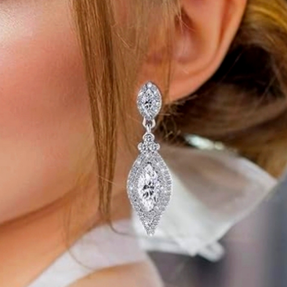 roses_garden Jewelry - Crystal Cubic Zirconia Dangle Drop Earrings NWT